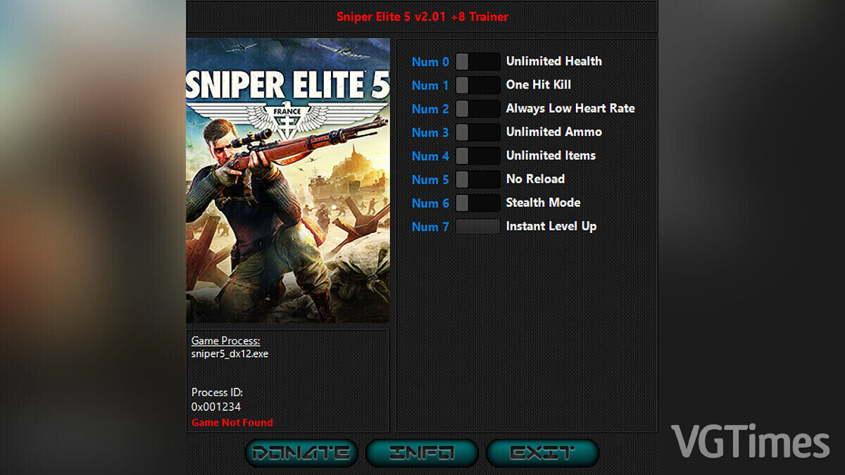 Sniper Elite 5 — Трейнер (+8) [2.01]