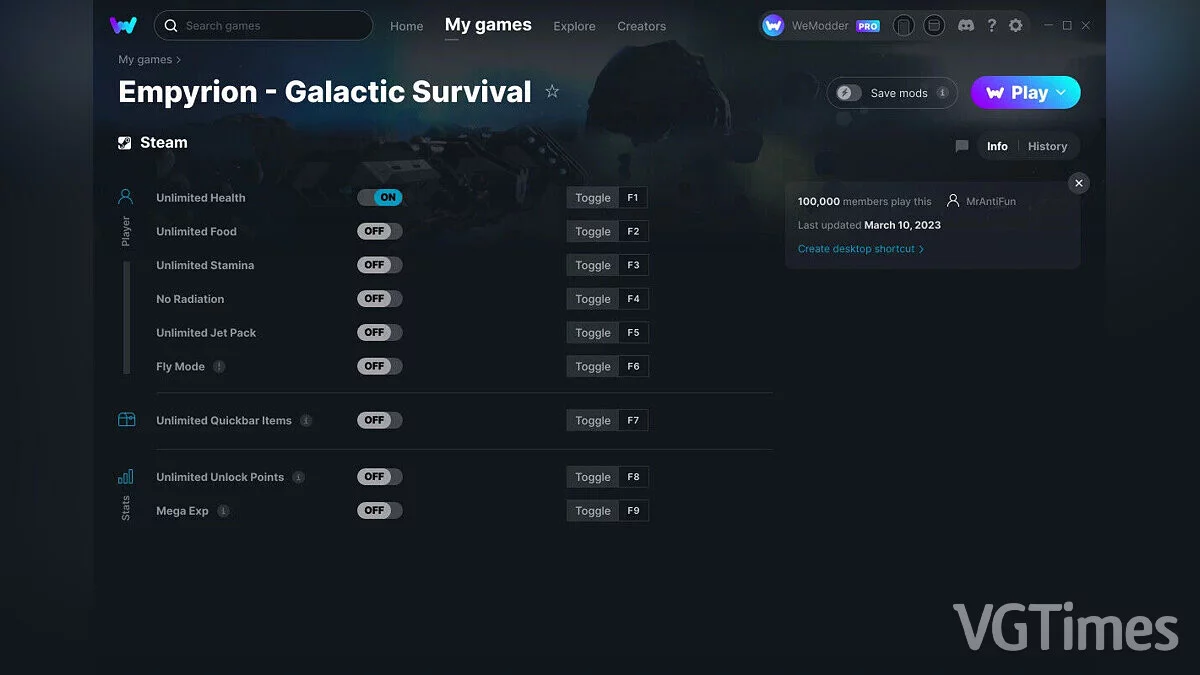 Empyrion - Galactic Survival — Трейнер (+9) от 10.03.2023 [WeMod]