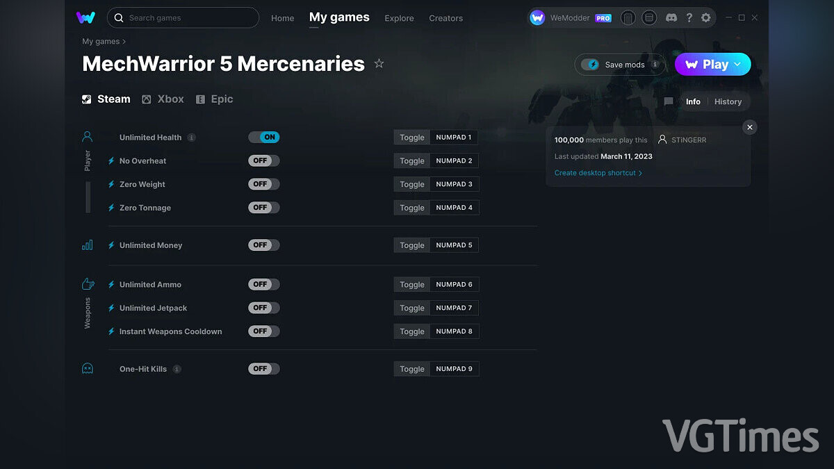 MechWarrior 5: Mercenaries — Трейнер (+9) от 11.03.2023 [WeMod]