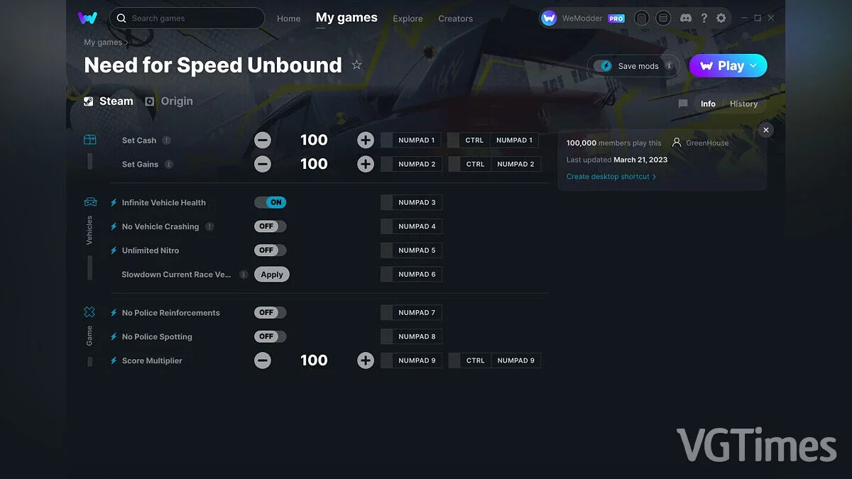 Need for Speed Unbound — Трейнер (+9) от 21.03.2023 [WeMod]