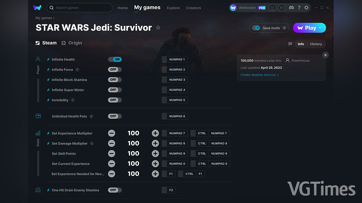Star Wars Jedi: Survivor — Трейнер (+14) от 29.04.2023 [WeMod]