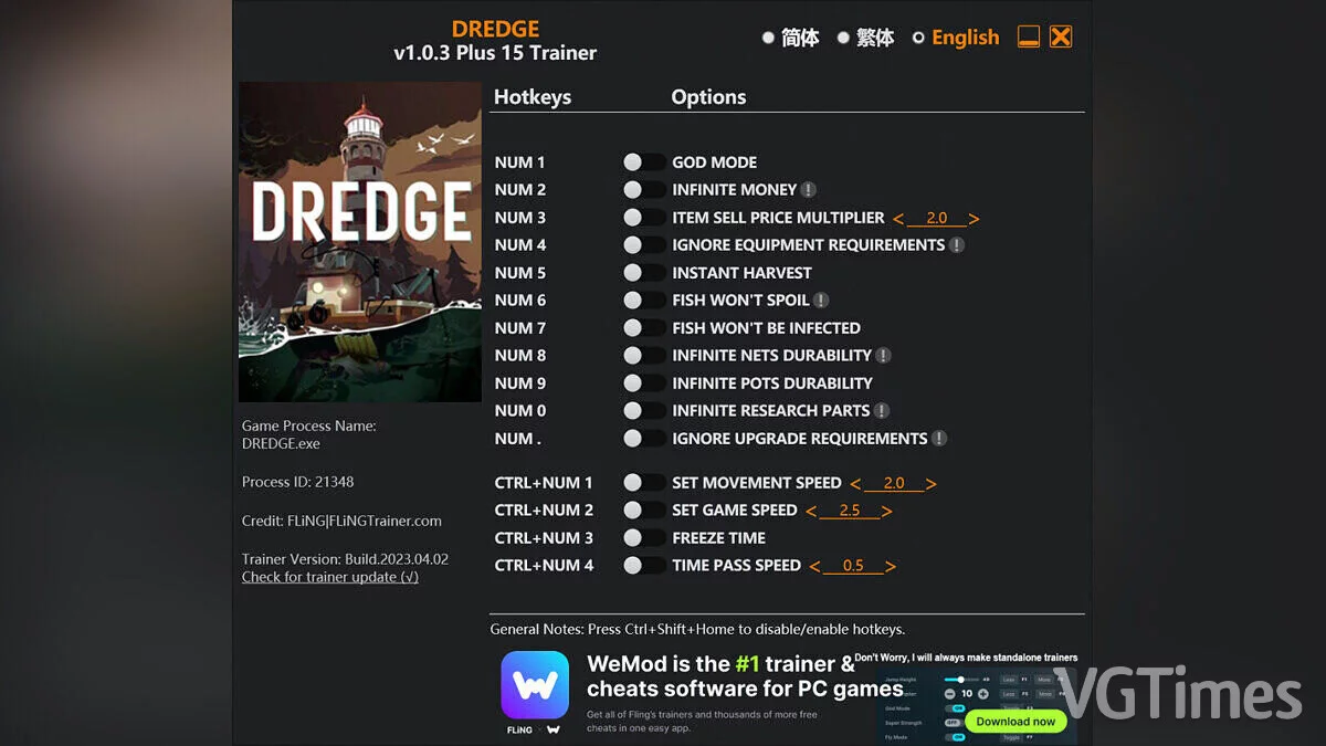 DREDGE — Трейнер (+15) [1.0.3]