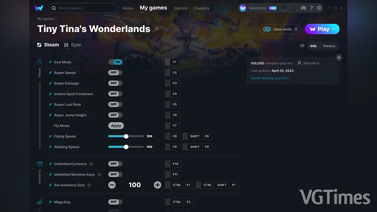 Tiny Tina&#039;s Wonderlands — Трейнер (+24) от 25.04.2023 [WeMod]