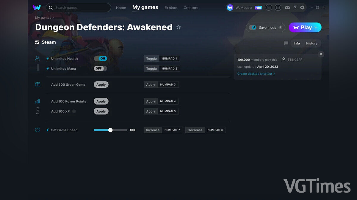Dungeon Defenders: Awakened — Трейнер (+6) от 20.04.2023 [WeMod]