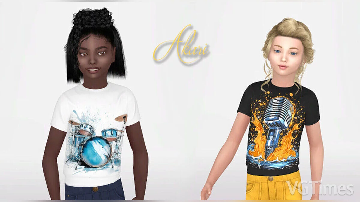 The Sims 4 — Детские футболки с музыкальными инструментами
