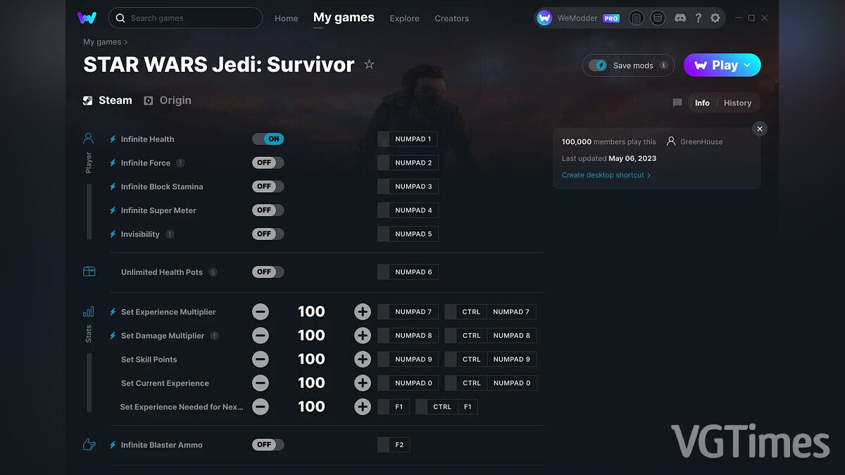 Star Wars Jedi: Survivor — Трейнер (+15) от 06.05.2023 [WeMod]