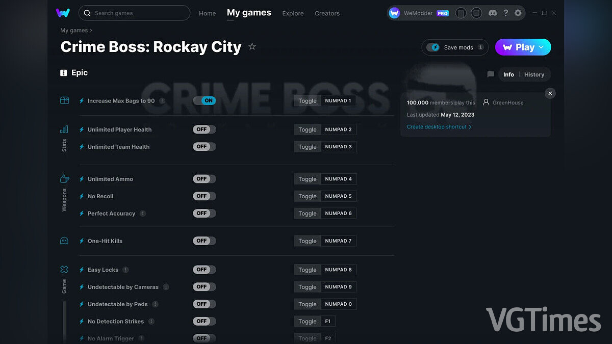 Crime Boss: Rockay City — Трейнер (+19) от 12.05.2023 [WeMod]