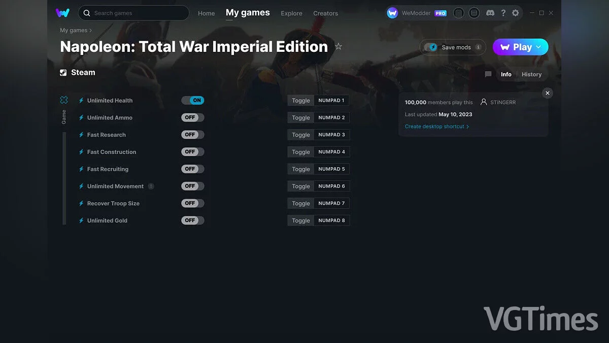 Napoleon: Total War — Трейнер (+8) от 10.05.2023 [WeMod]