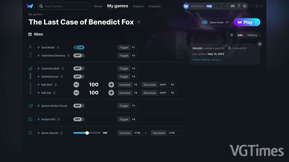 The Last Case of Benedict Fox — Трейнер (+9) от 10.05.2023 [WeMod]