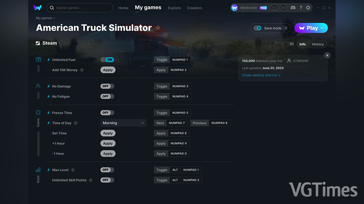 American Truck Simulator — Трейнер (+11) от 25.06.2023 [WeMod]