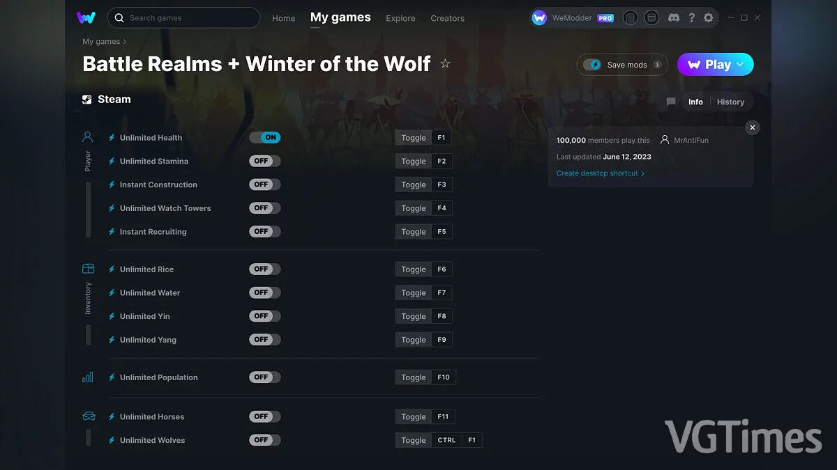 Battle Realms: Winter of the Wolf — Трейнер (+12) от 12.06.2023 [WeMod]