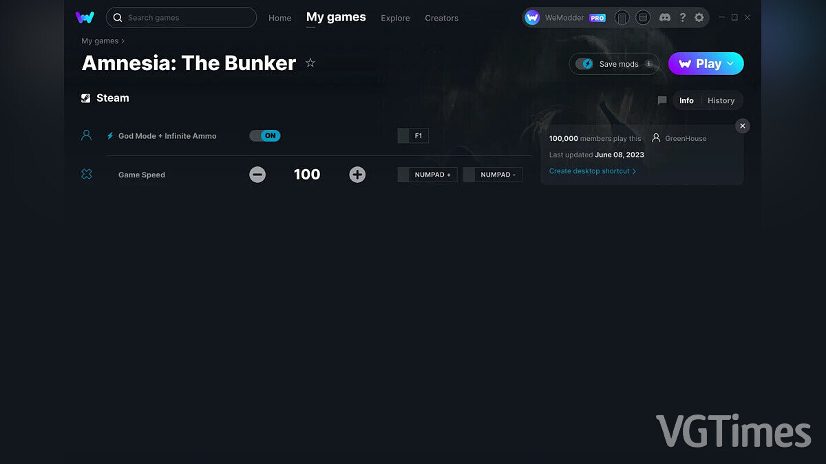 Amnesia: The Bunker — Трейнер (+2) от 09.06.2023 [WeMod]