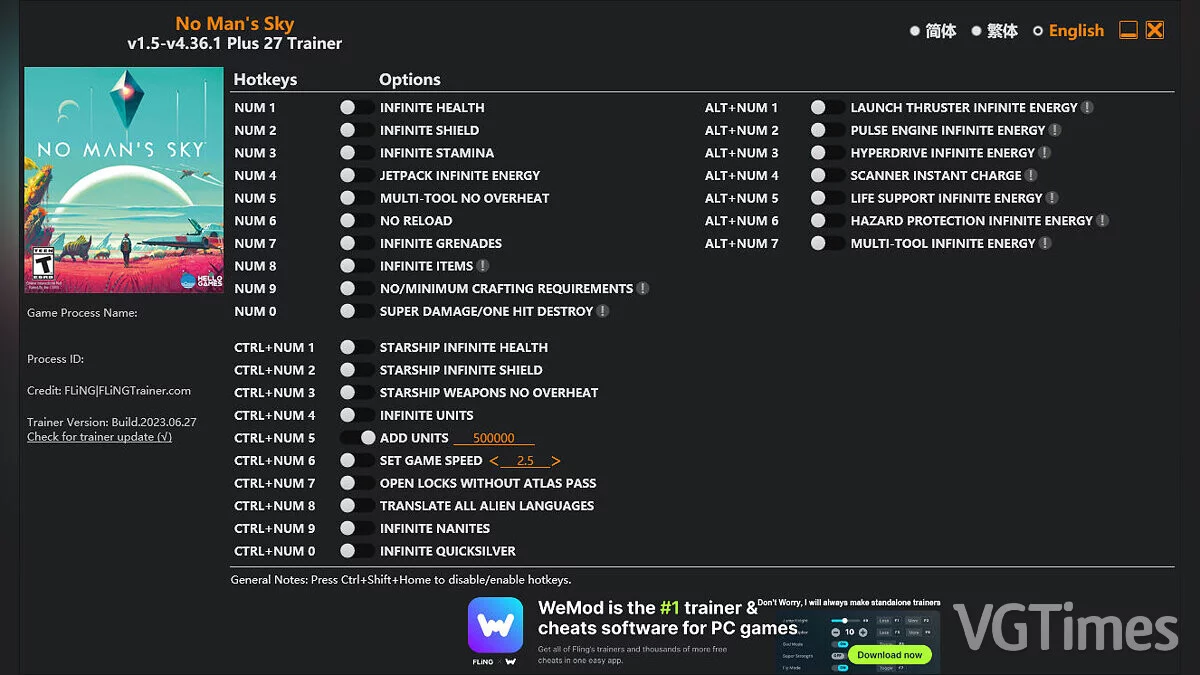 No Man&#039;s Sky — Трейнер (+27) [1.0 - 4.36.1]