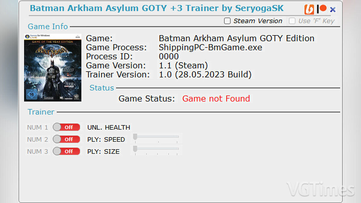 Batman: Arkham Asylum — Трейнер (+3) [1.1]