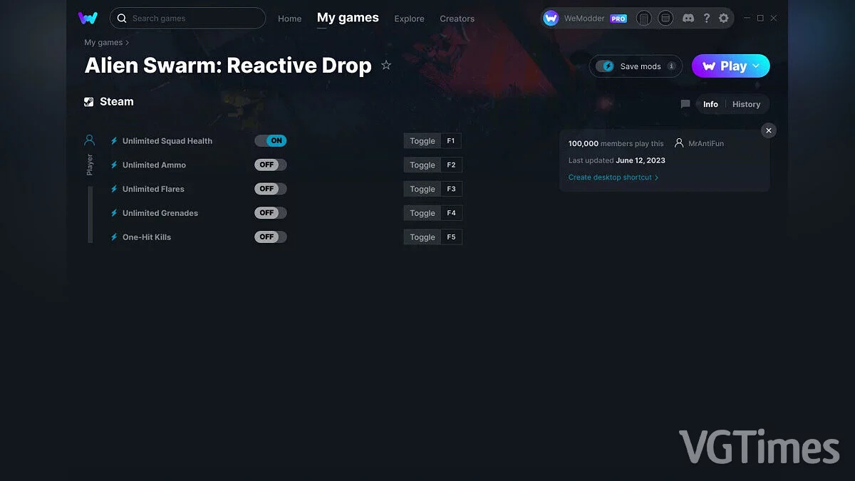 Alien Swarm: Reactive Drop — Трейнер (+5) от 12.06.2023 [WeMod]