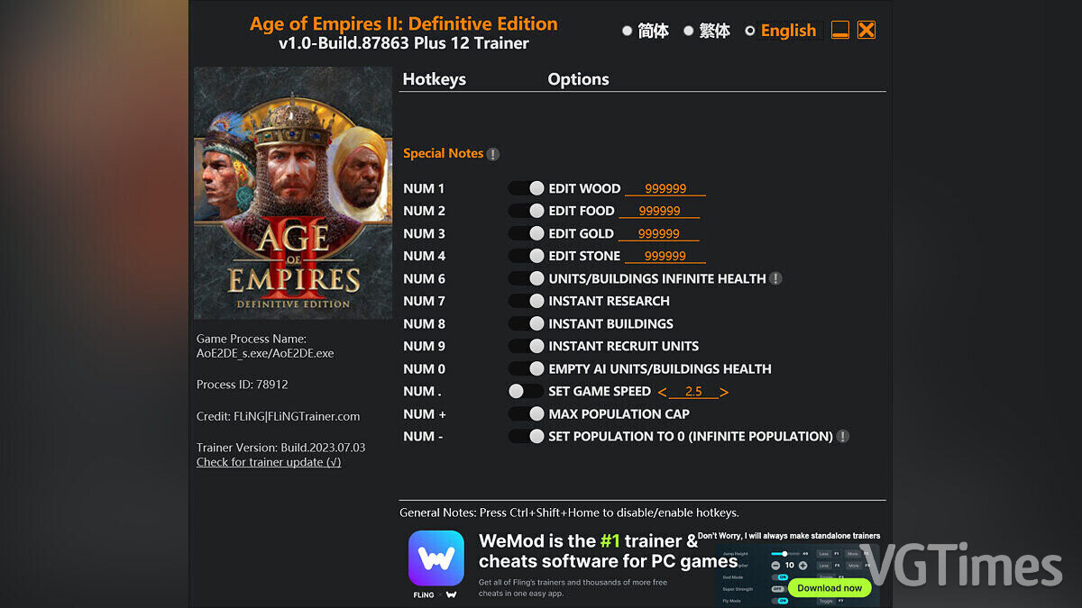 Age Of Empires 2: Definitive Edition — Трейнер (+12) [1.0 - Build.87863]