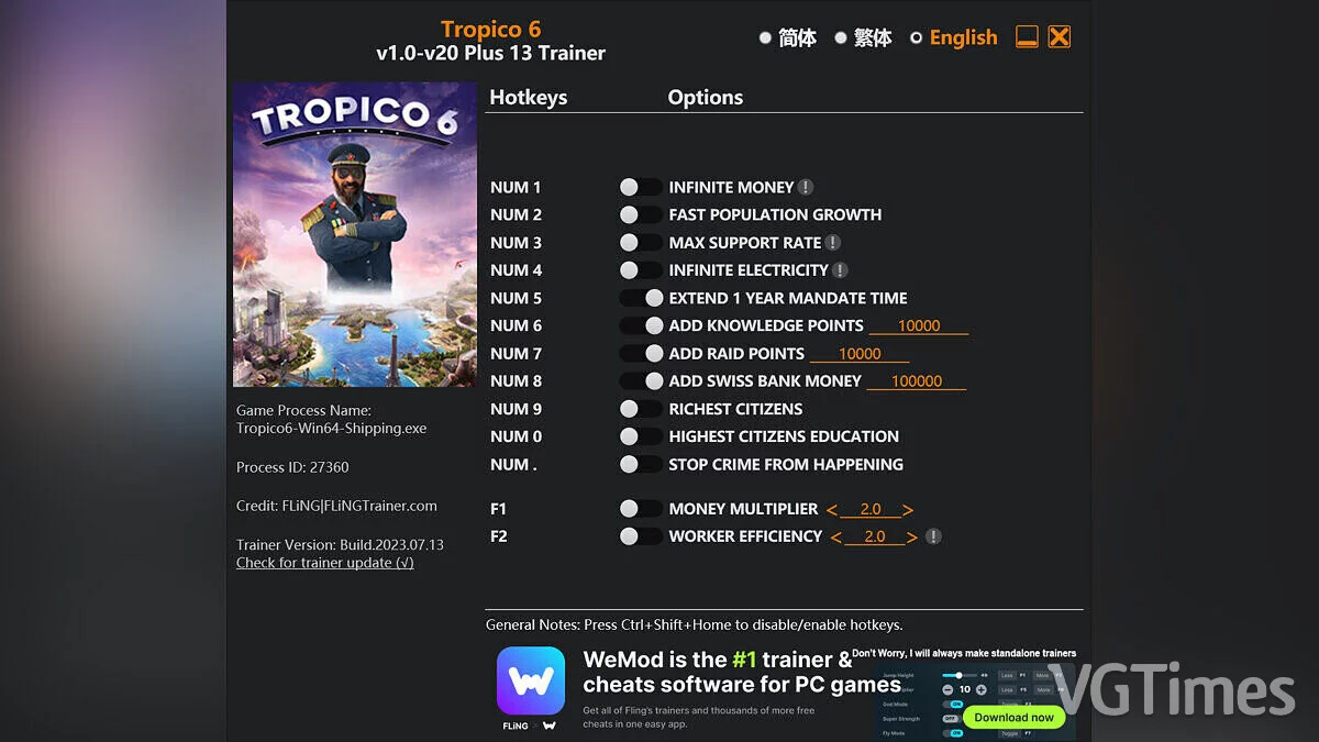 Tropico 6 — Трейнер (+13) [1.0 - 1.20]