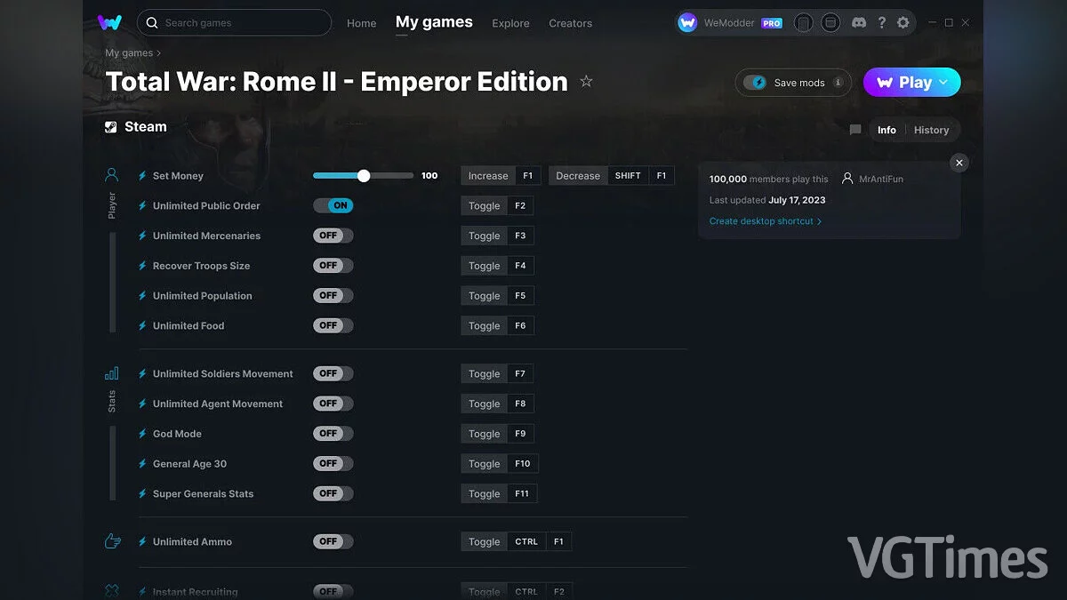 Total War: Rome 2 — Трейнер (+15) от 17.07.2023 [WeMod]