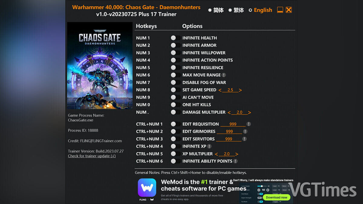 Warhammer 40,000: Chaos Gate - Daemonhunters — Трейнер (+17) [1.0 - UPD: 25.07.2023]