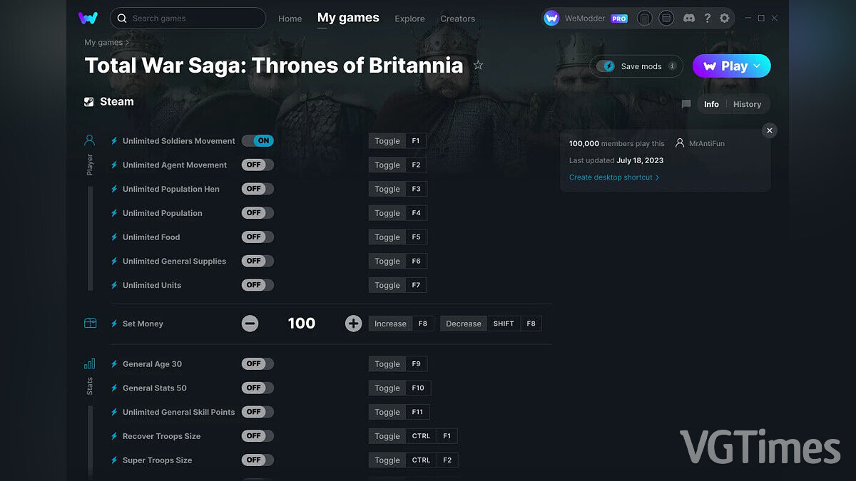 Total War Saga: Thrones of Britannia — Трейнер (+18) от 18.07.2023 [WeMod]