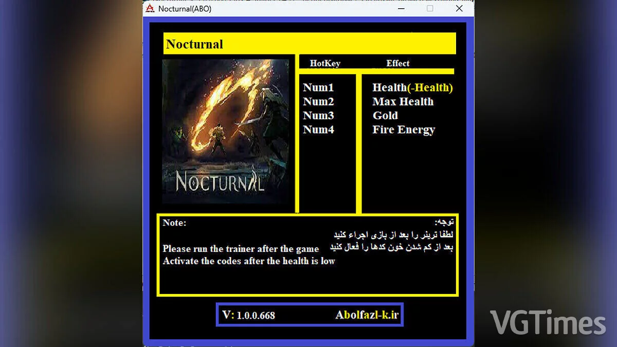 Nocturnal — Трейнер (+4) [1.0.0.668]