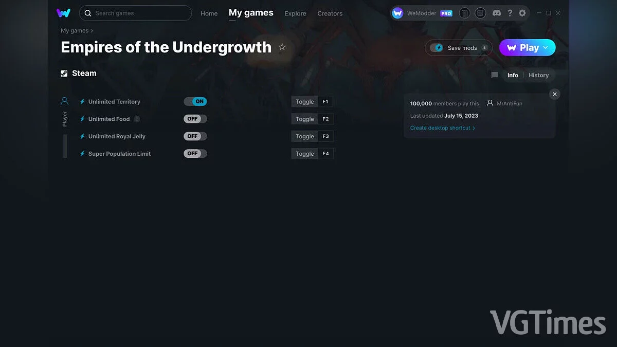 Empires of the Undergrowth — Трейнер (+4) от 15.07.2023 [WeMod]