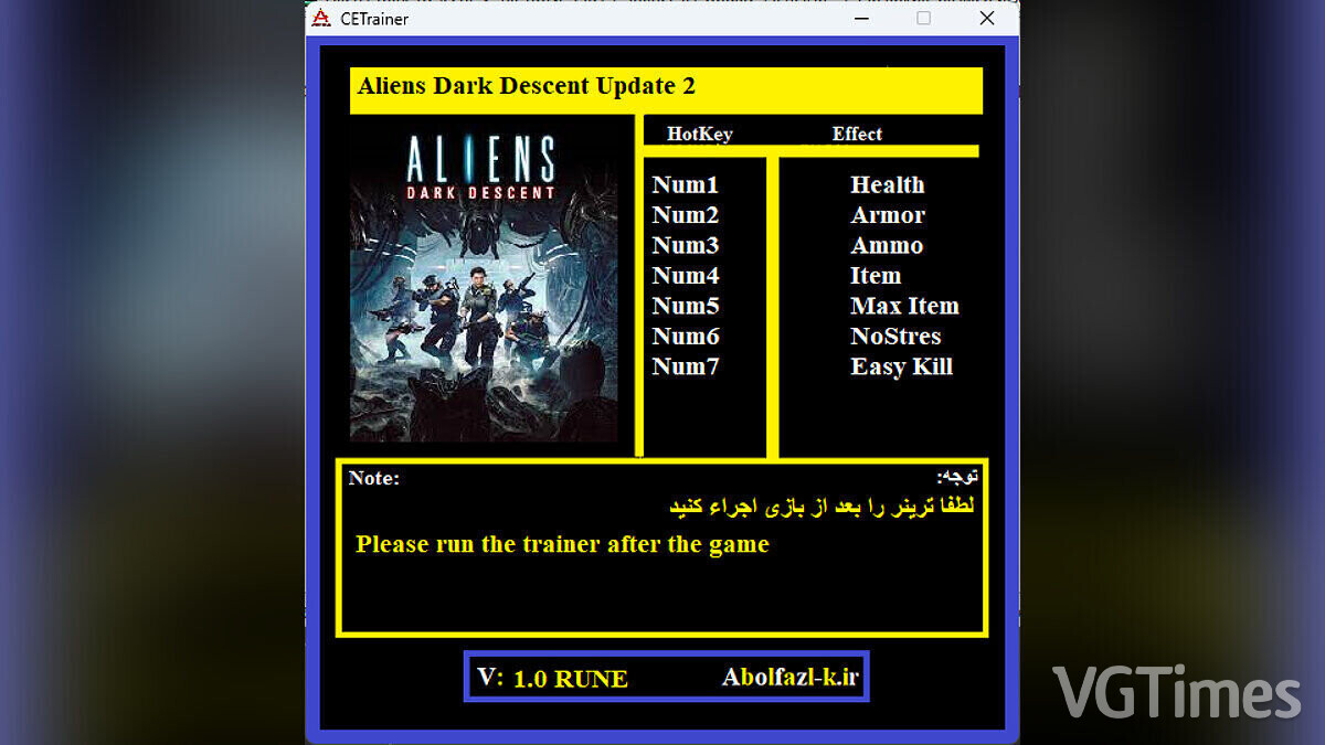 Aliens: Dark Descent — Трейнер (+7) [1.0]