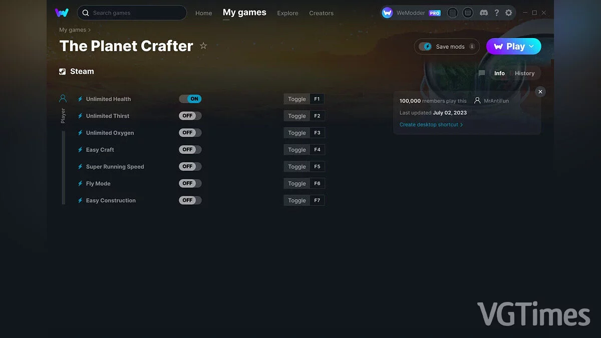 The Planet Crafter — Трейнер (+7) от 02.07.2023 [WeMod]