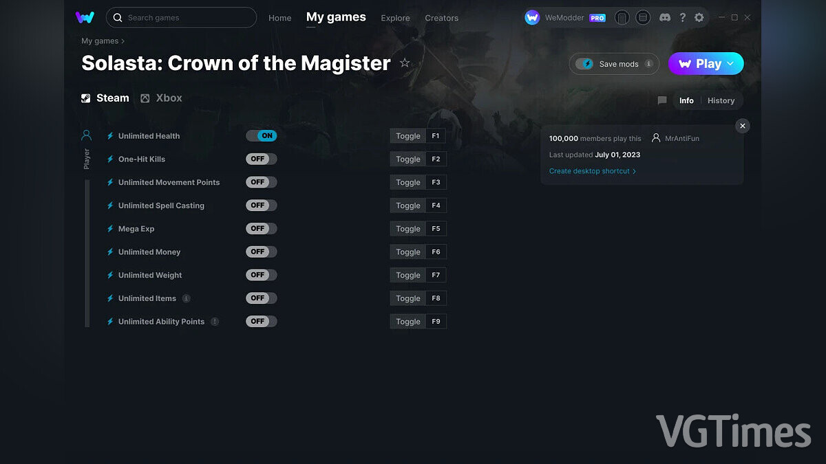 Solasta: Crown of the Magister — Трейнер (+9) от 01.07.2023 [WeMod]