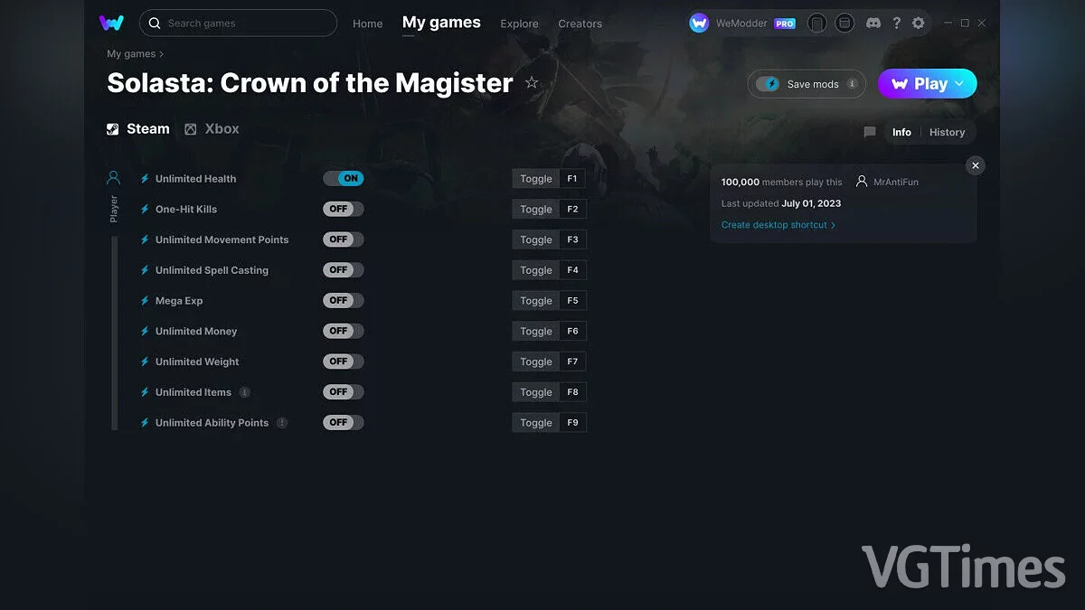 Solasta: Crown of the Magister — Трейнер (+9) от 01.07.2023 [WeMod]