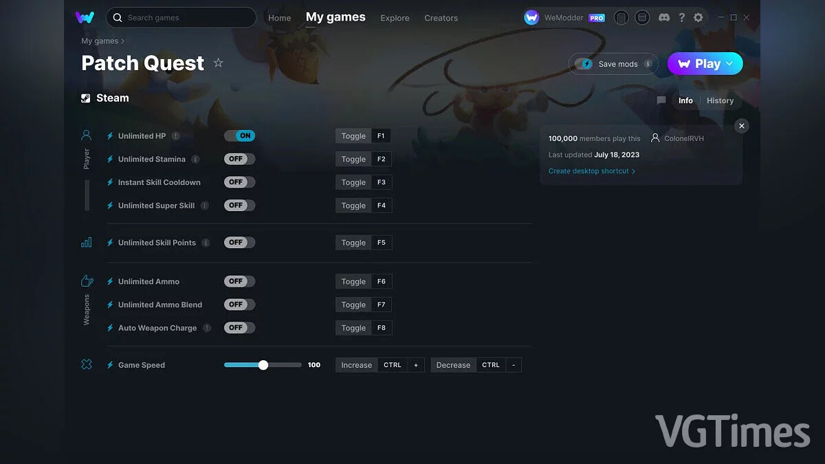 Трейнер (+9) от 18.07.2023 [WeMod]