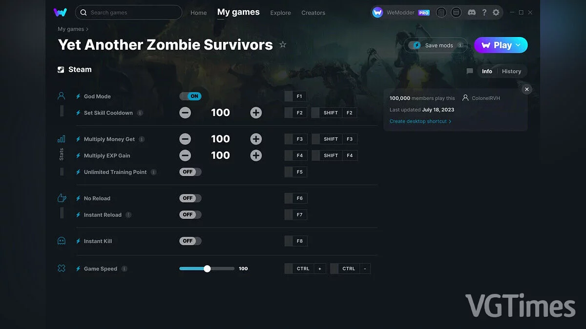 Yet Another Zombie Survivors — Трейнер (+9) от 18.07.2023 [WeMod]