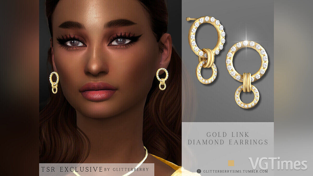 The Sims 4 — Золотые серьги с бриллиантами