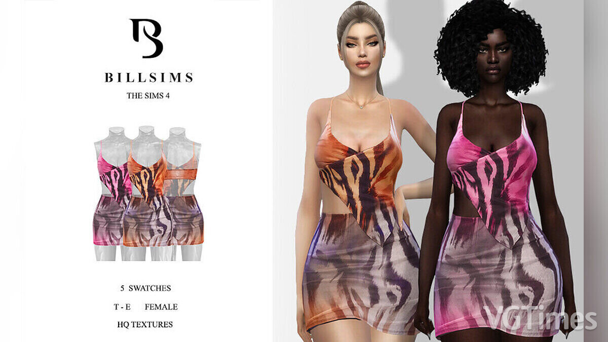 The Sims 4 — Мини-платье с тигровым принтом и вырезом