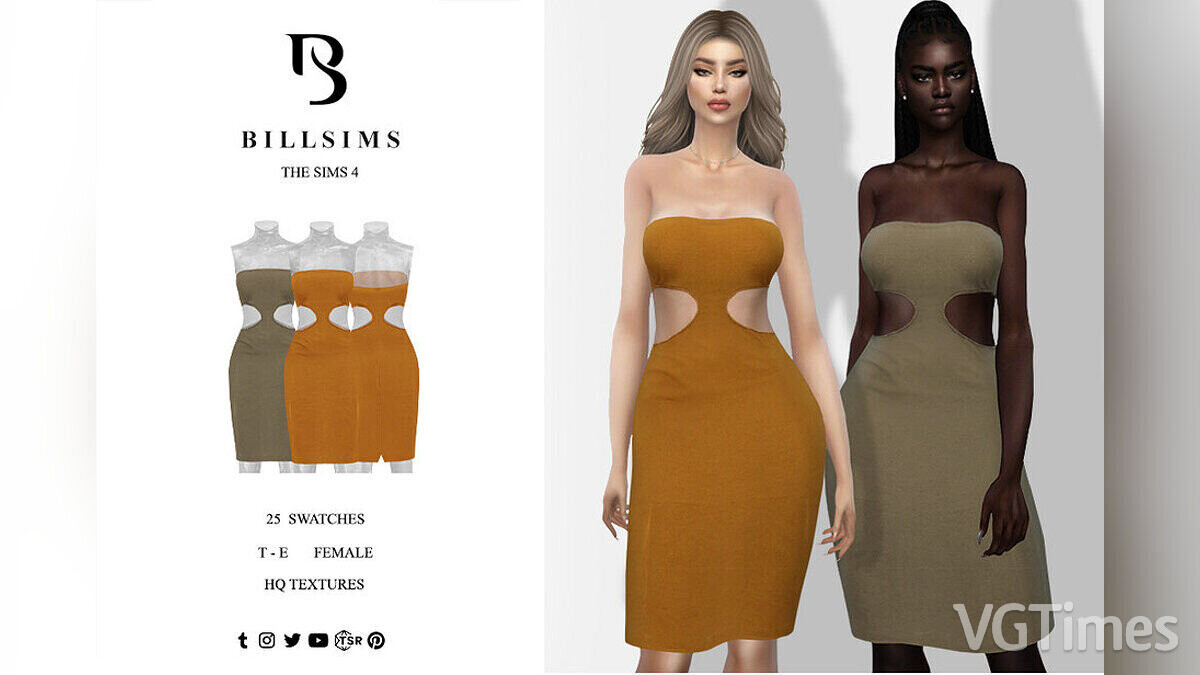 The Sims 4 — Платье-бандо с боковым вырезом