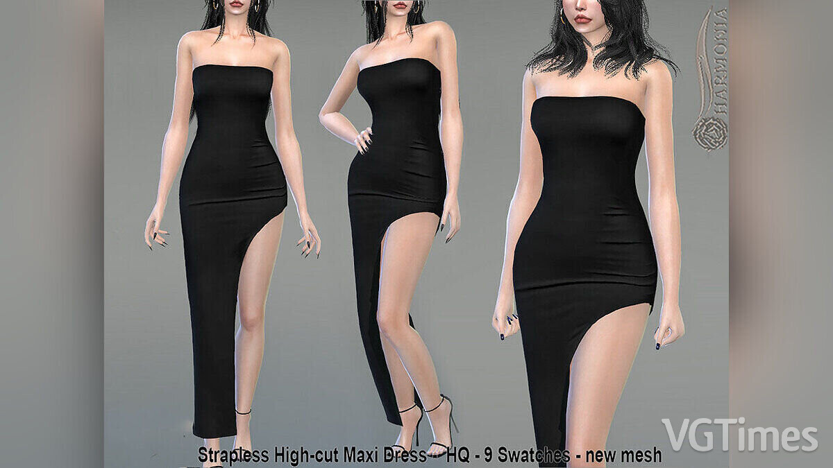 The Sims 4 — Платье без бретелек с высоким разрезом