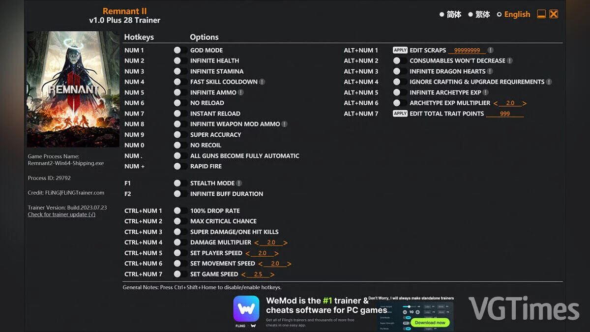 Remnant 2 — Трейнер (+28) [1.0]