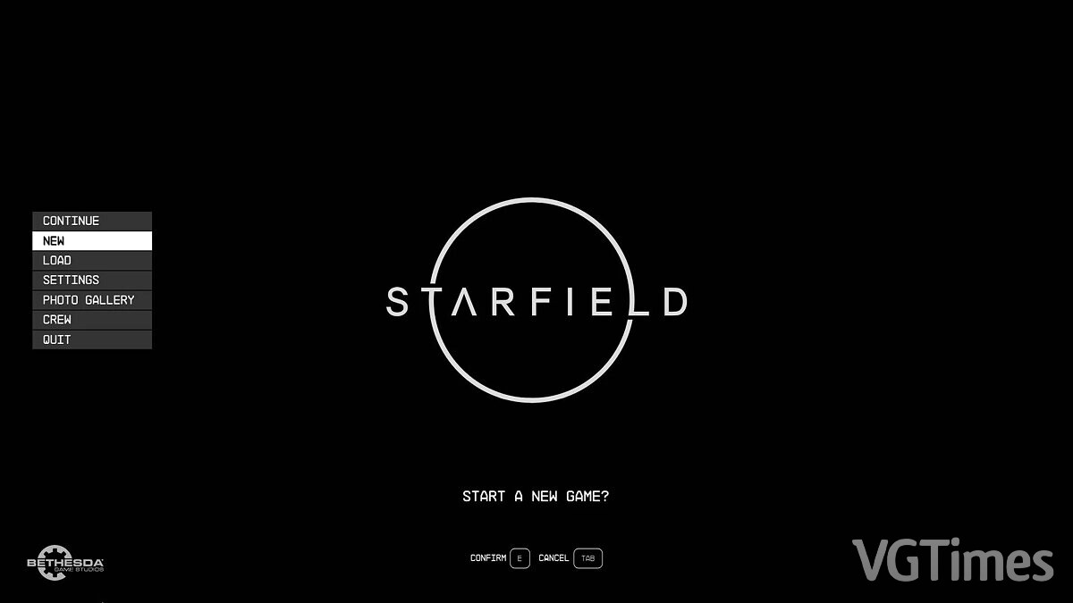 Starfield — Пустое черное главное меню