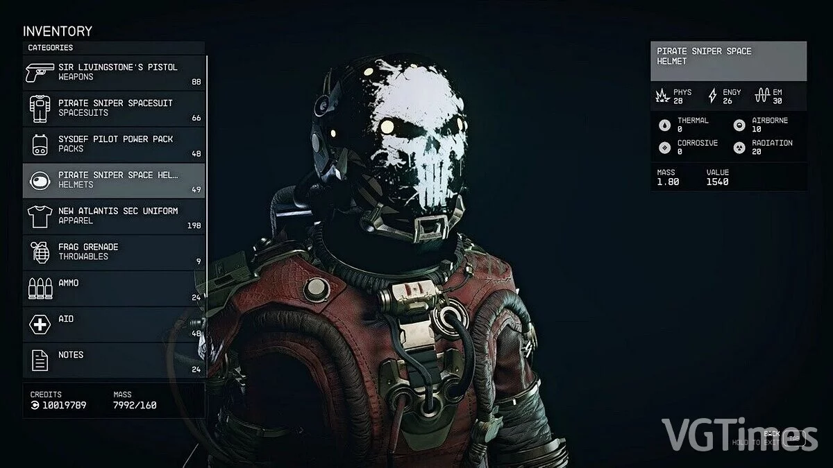 Starfield — Шлем с черепом