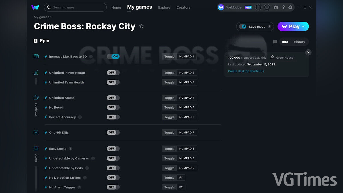Crime Boss: Rockay City — Трейнер (+19) от 17.09.2023 [WeMod]