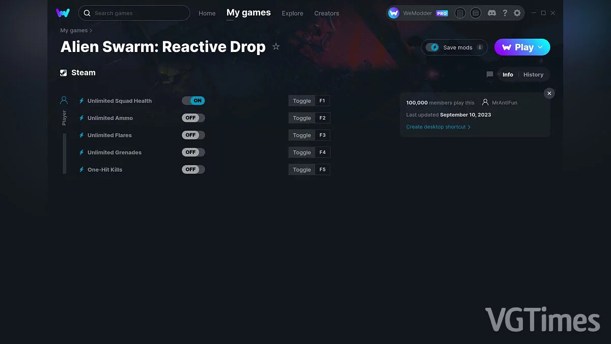 Alien Swarm: Reactive Drop — Трейнер (+5) от 10.09.2023 [WeMod]