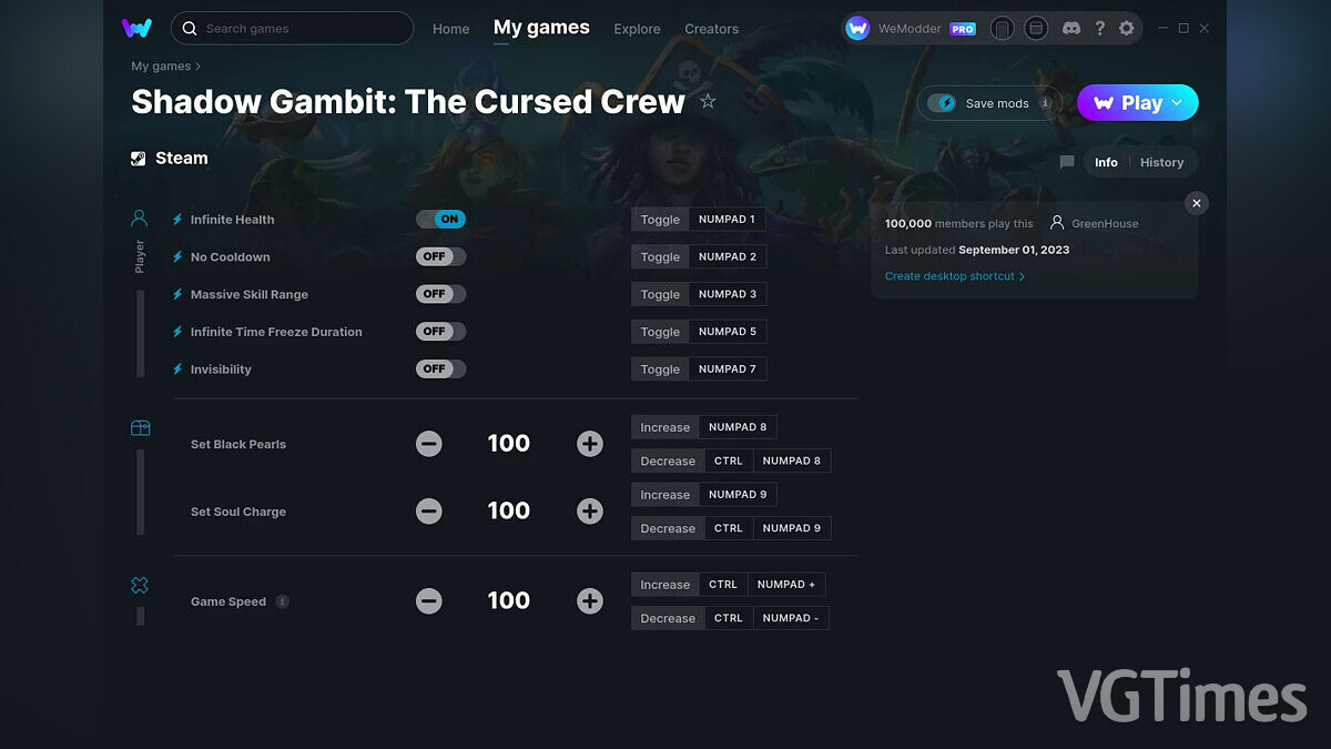 Shadow Gambit: The Cursed Crew — Трейнер (+8) от 01.09.2023 [WeMod]