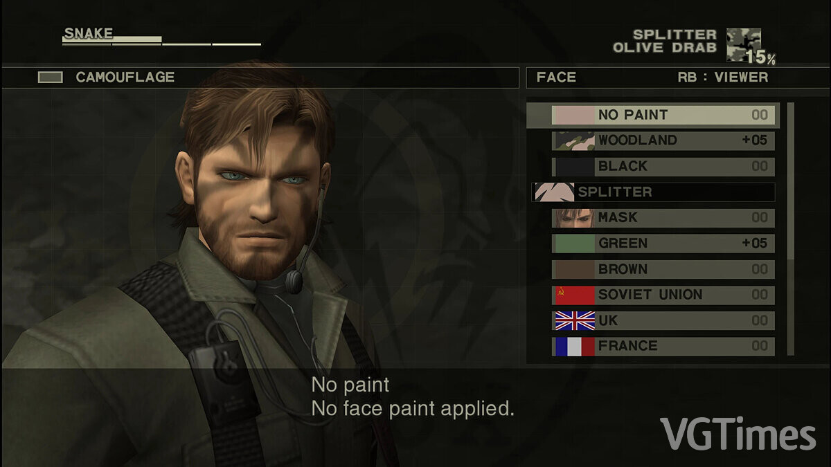 Metal Gear Solid 3: Snake Eater - Master Collection Version — Раскраска лицо в высоком разрешении