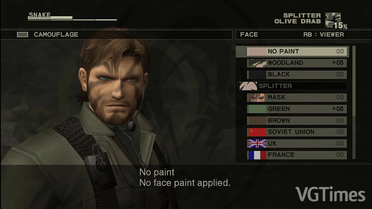 Metal Gear Solid 3: Snake Eater - Master Collection Version — Раскраска лицо в высоком разрешении