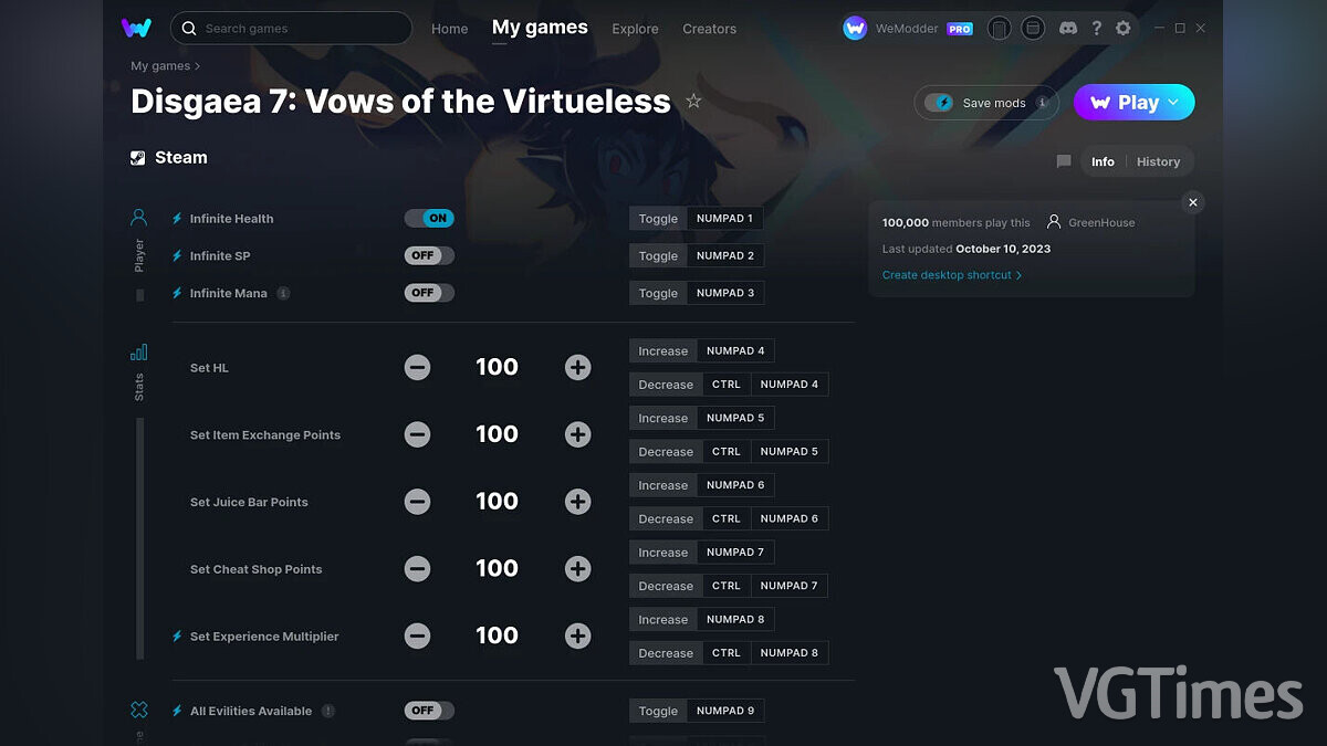 Disgaea 7: Vows of the Virtueless — Трейнер (+11) от 10.10.2023 [WeMod]