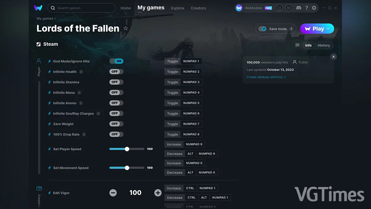 Lords of the Fallen — Трейнер (+21) от 13.10.2023 [WeMod]