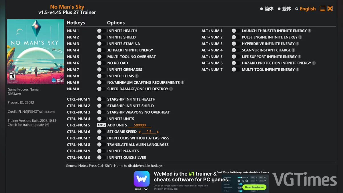 No Man&#039;s Sky — Трейнер (+27) [1.0 - 4.45]