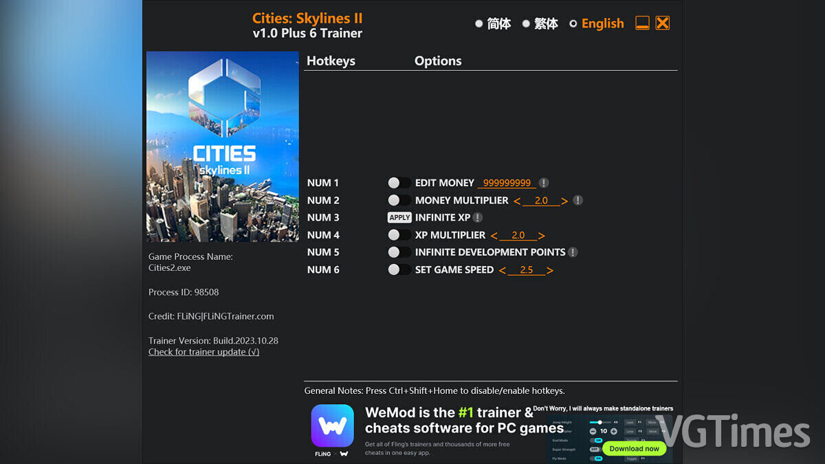 Cities: Skylines 2 — Трейнер (+6) [1.0]