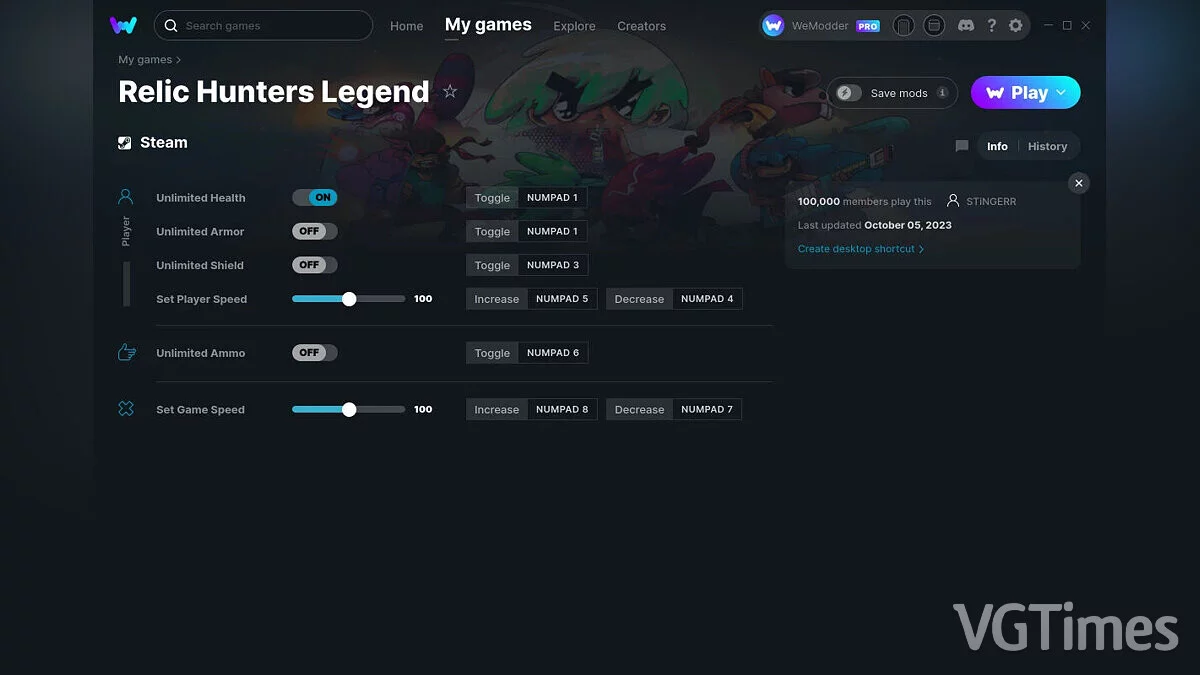 Relic Hunters Legend — Трейнер (+6) от 05.10.2023 [WeMod]