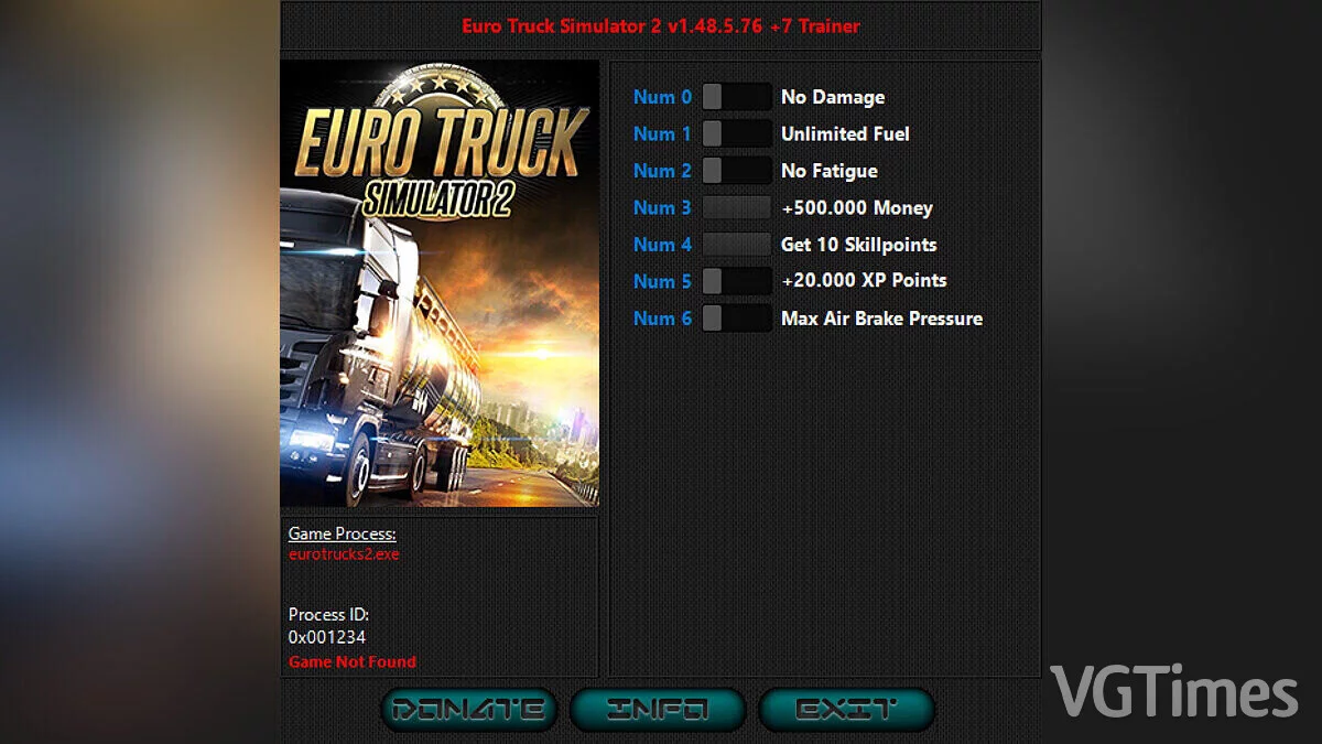 Euro Truck Simulator 2 — Трейнер (+7) [1.48.5.76]